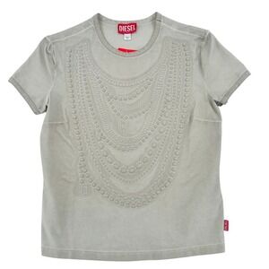 Diesel D-Nekka Embossed Chain Tee Made in Italy Chalk M NWT
